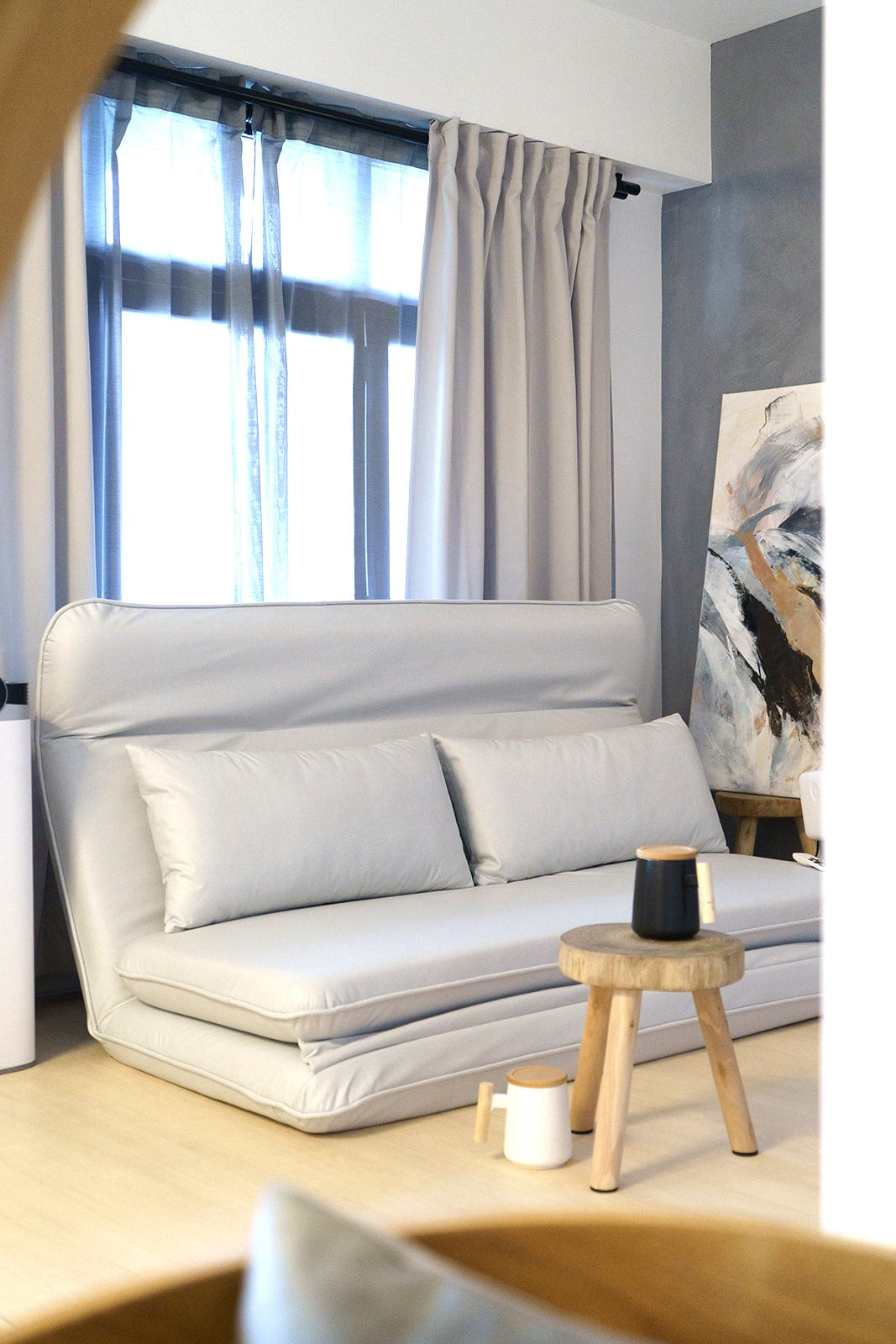 <1st Edition> Floor Sofa Bed for Two + 2 Throw Cushions