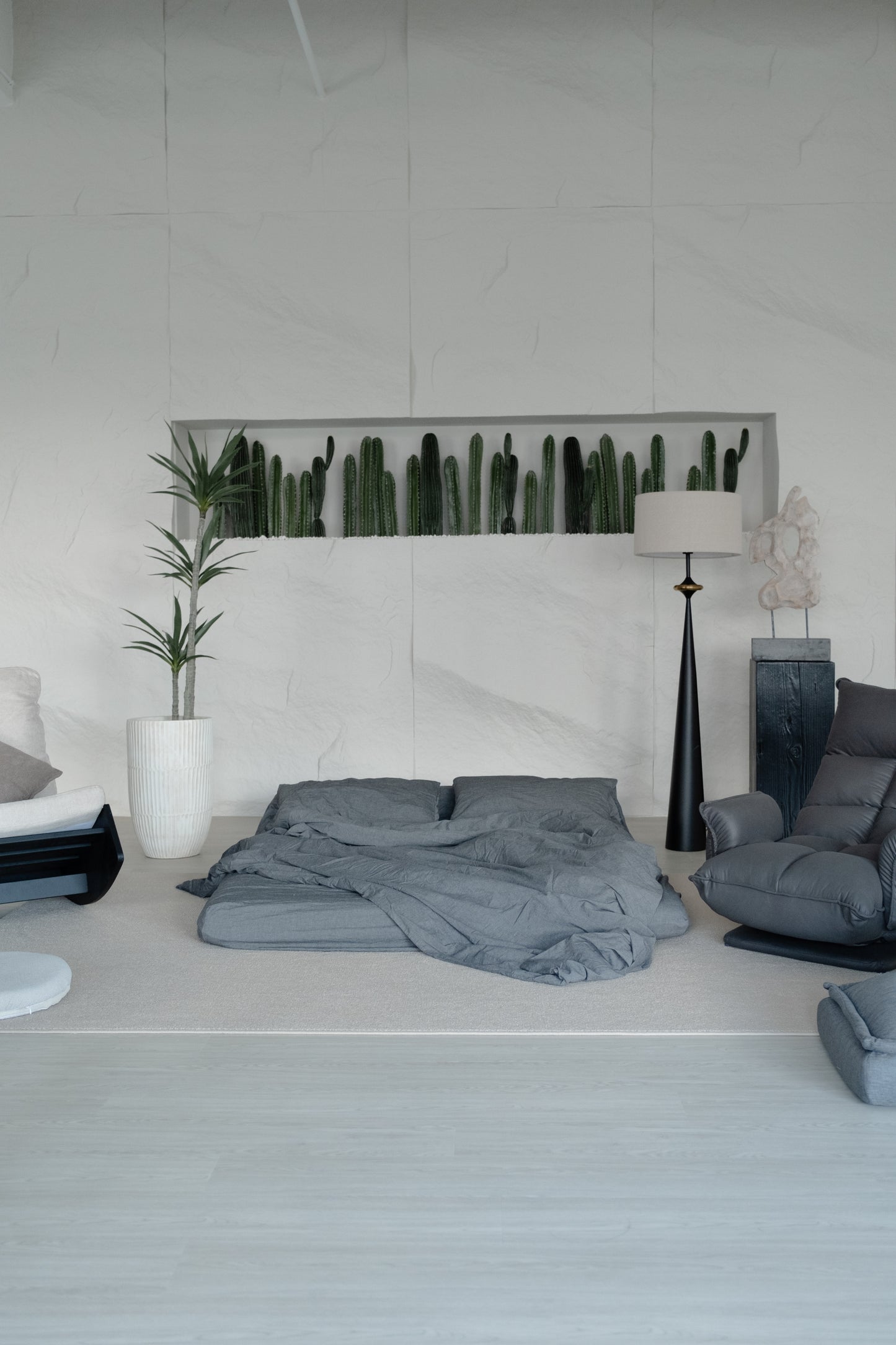 <SOLD OUT> Beddo Floor Sofa Bed for Two + 2 Throw Cushions in Water Resistant Technology Fabric (Pet Friendly)