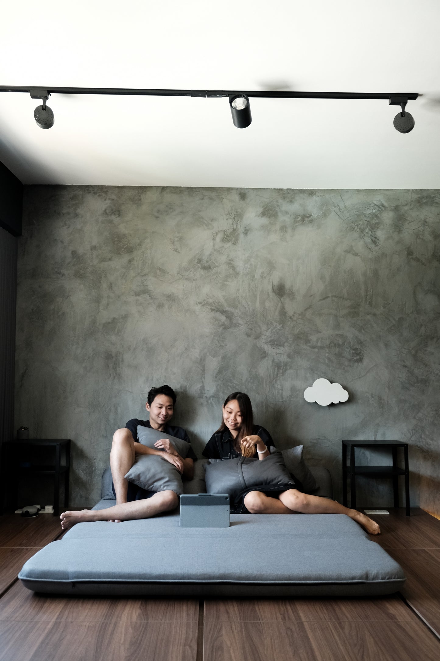 <1st Edition> Floor Sofa Bed for Two + 2 Throw Cushions