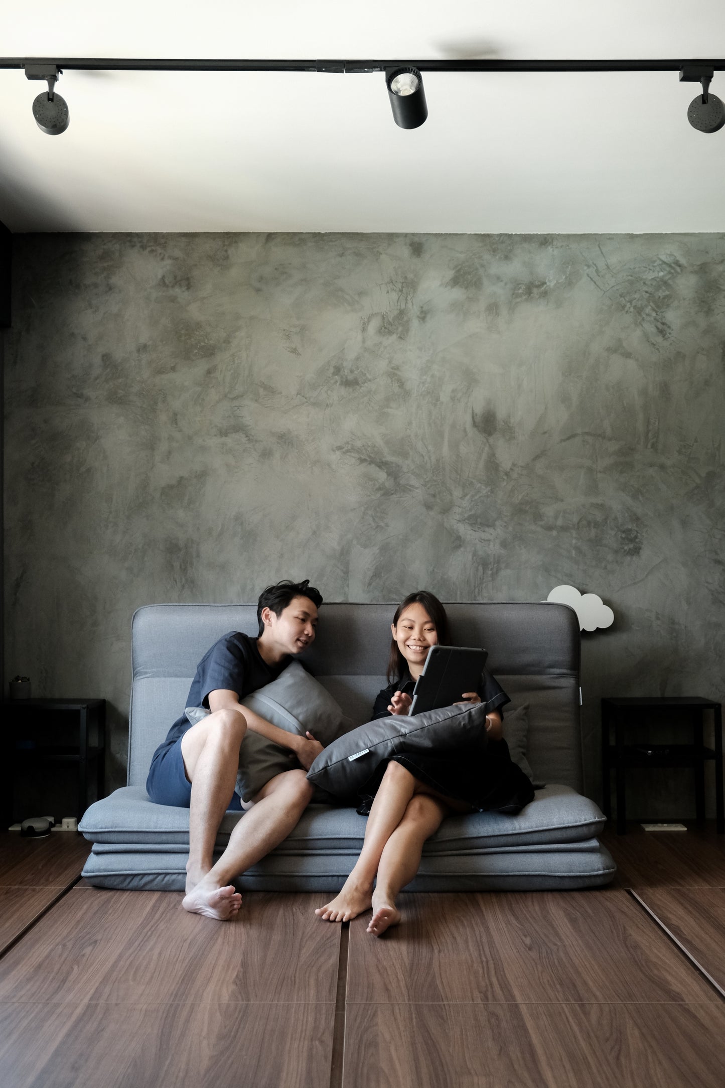 <1st Edition> Floor Sofa Bed for Two + 2 Throw Cushions