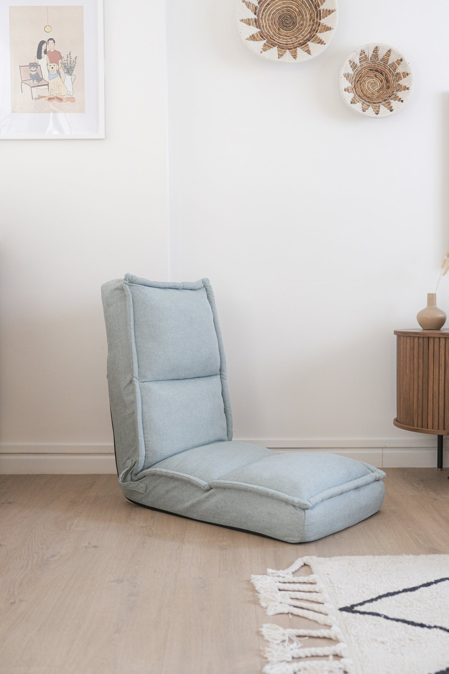 Kaiteki Floor Recliner in Linen - Pepper Mint