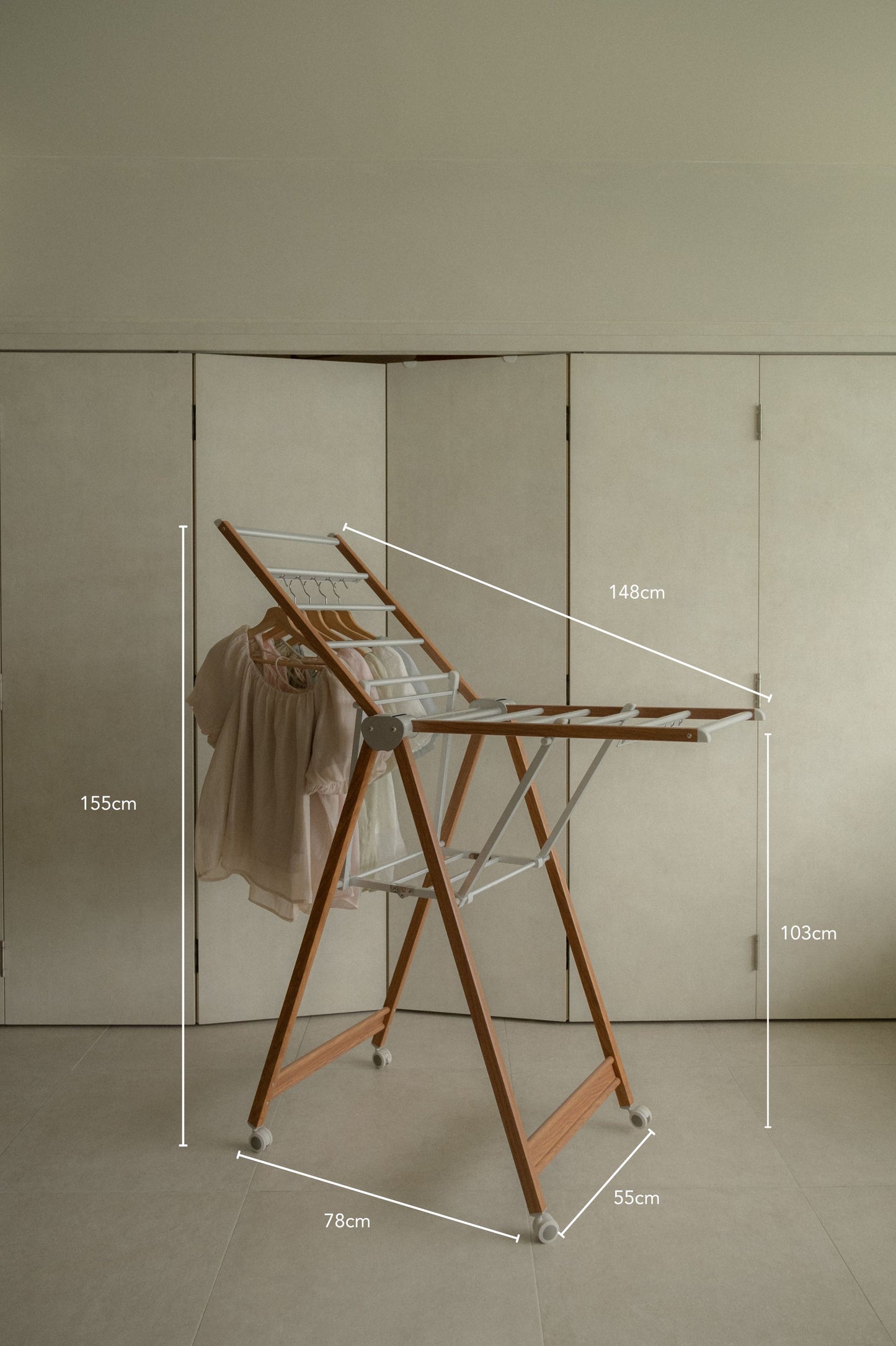 < 4th Edition SOLD OUT >Kanso Portable Drying Rack with Wheels 148cm